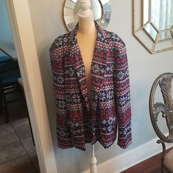 Graphic Print Blazer Preppy Retro Red White & Blue 2 Button Unisex Sz. 2X NWOT - Picture 13 of 13